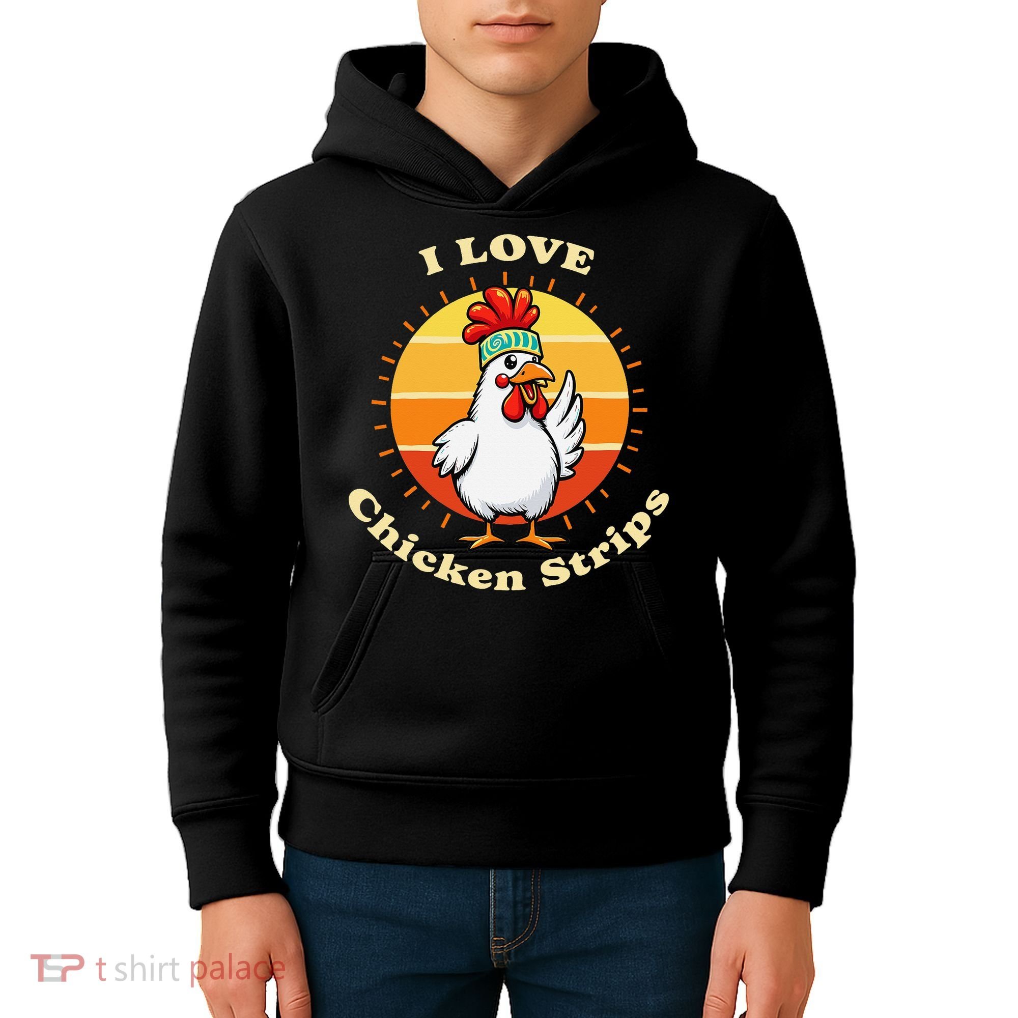 I Love Chicken Strips Funny Chicken Fast Food Lover Kids Hoodie