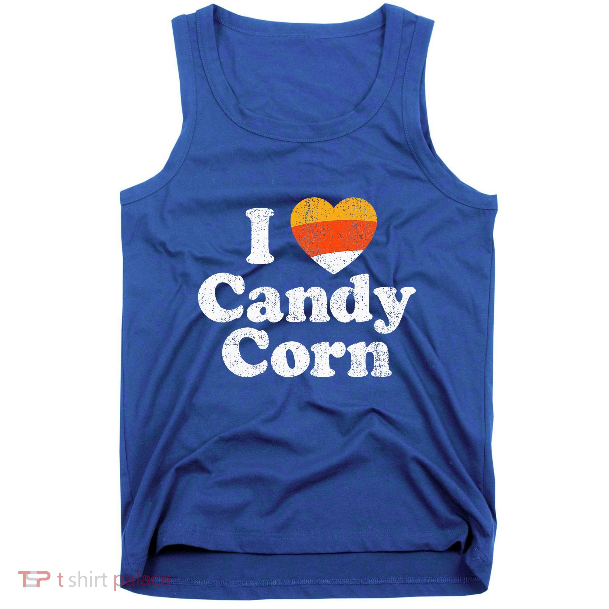 I Love Candy Corn Funny Halloween Retro 80s 70s Costume Tank Top