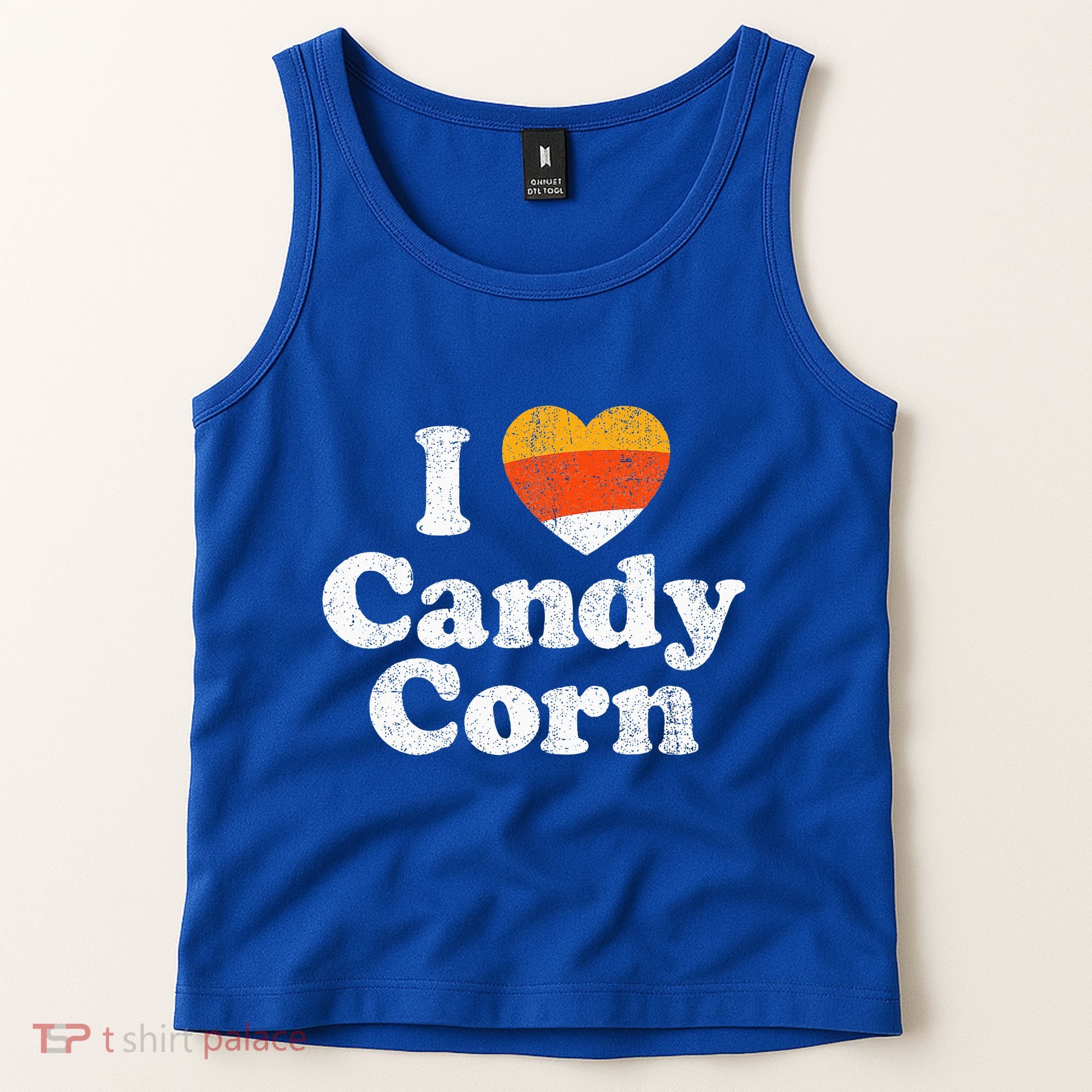 I Love Candy Corn Funny Halloween Retro 80s 70s Costume Tank Top