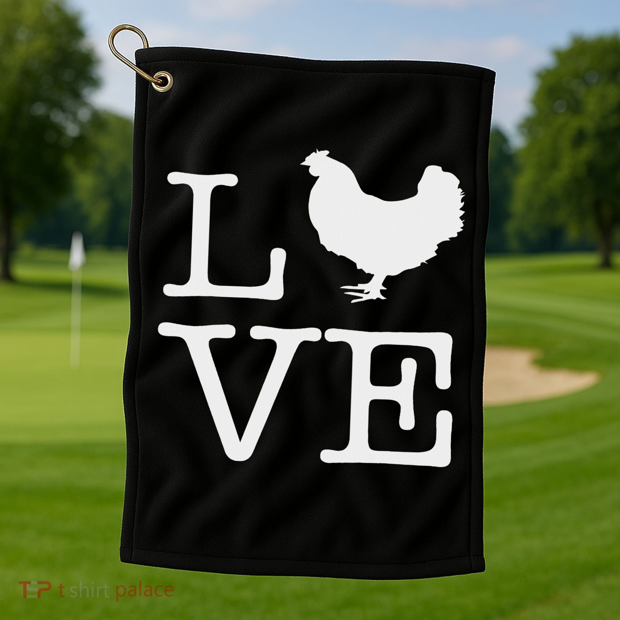 I Love Chickens Funny Chicken Lover Gift Golf Towel
