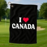 I Love Canada Day Heart Canadian Golf Towel thumb 1