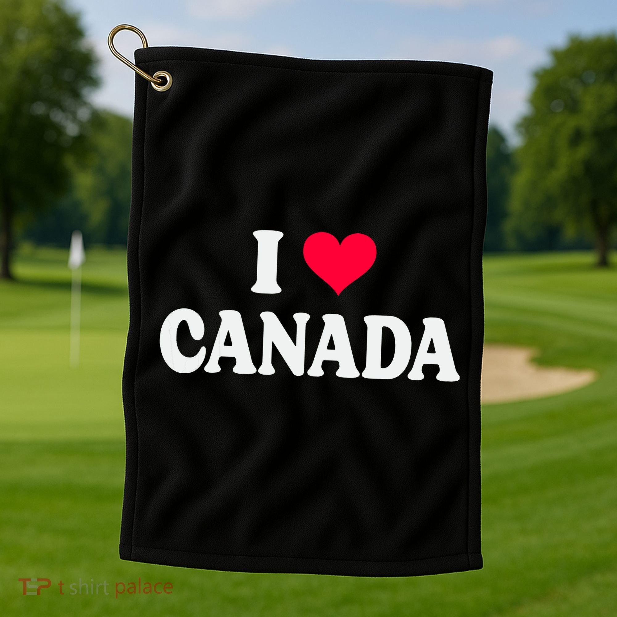 I Love Canada Day Heart Canadian Golf Towel
