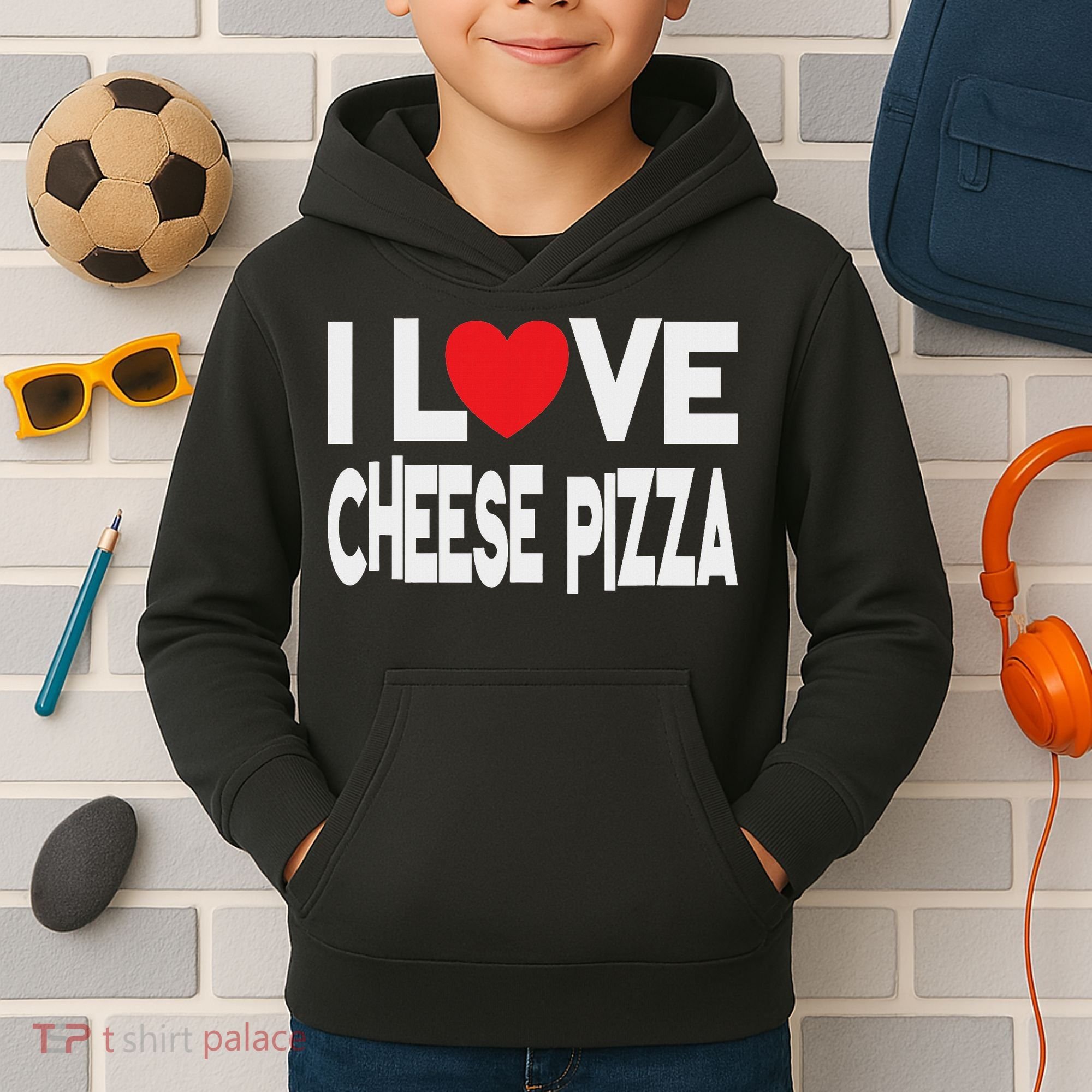 I Love Cheese Pizza Kids Hoodie