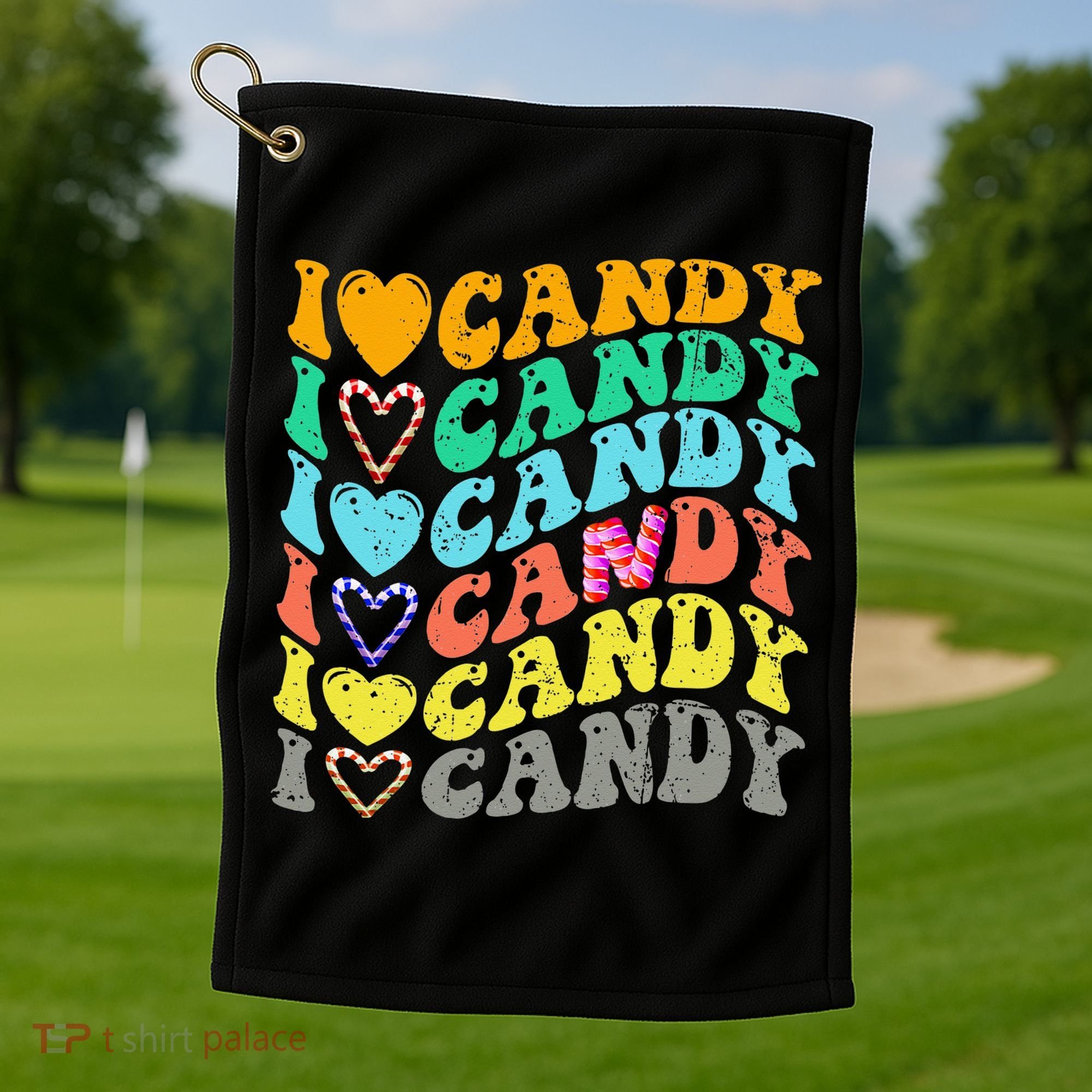 I love Candy Halloween Party Cute Trick or Treat Candyland Golf Towel