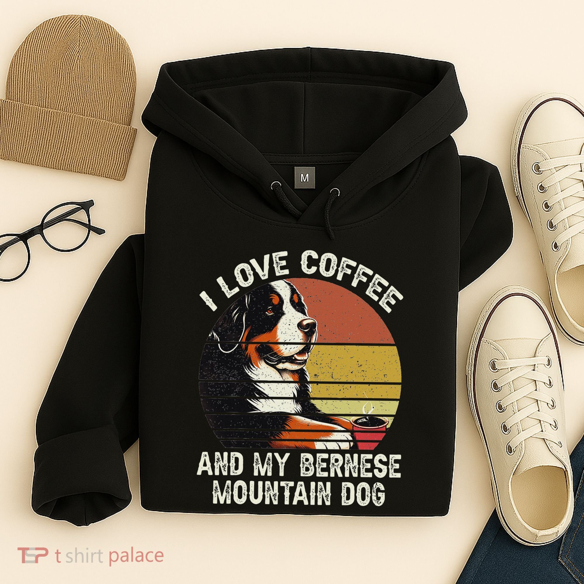 I Love Coffee And My Bernese Dog Berner Mountain Hoodie