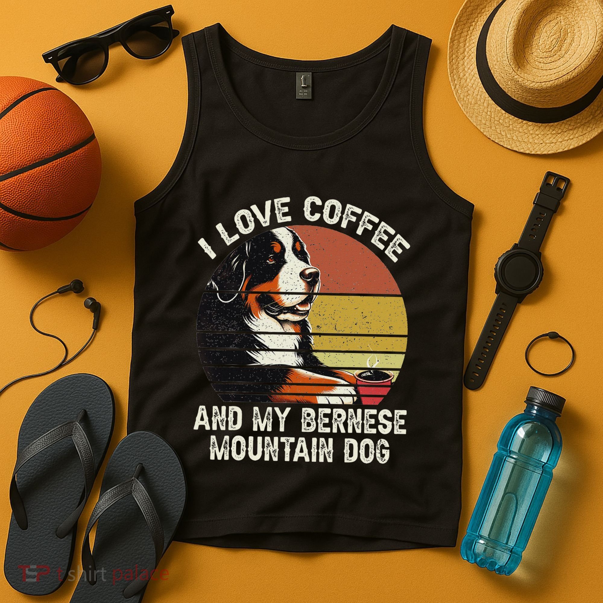 I Love Coffee And My Bernese Dog Berner Mountain Tank Top