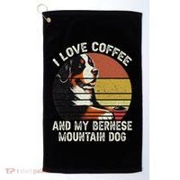 I Love Coffee And My Bernese Dog Berner Mountain Golf Towel thumb 0
