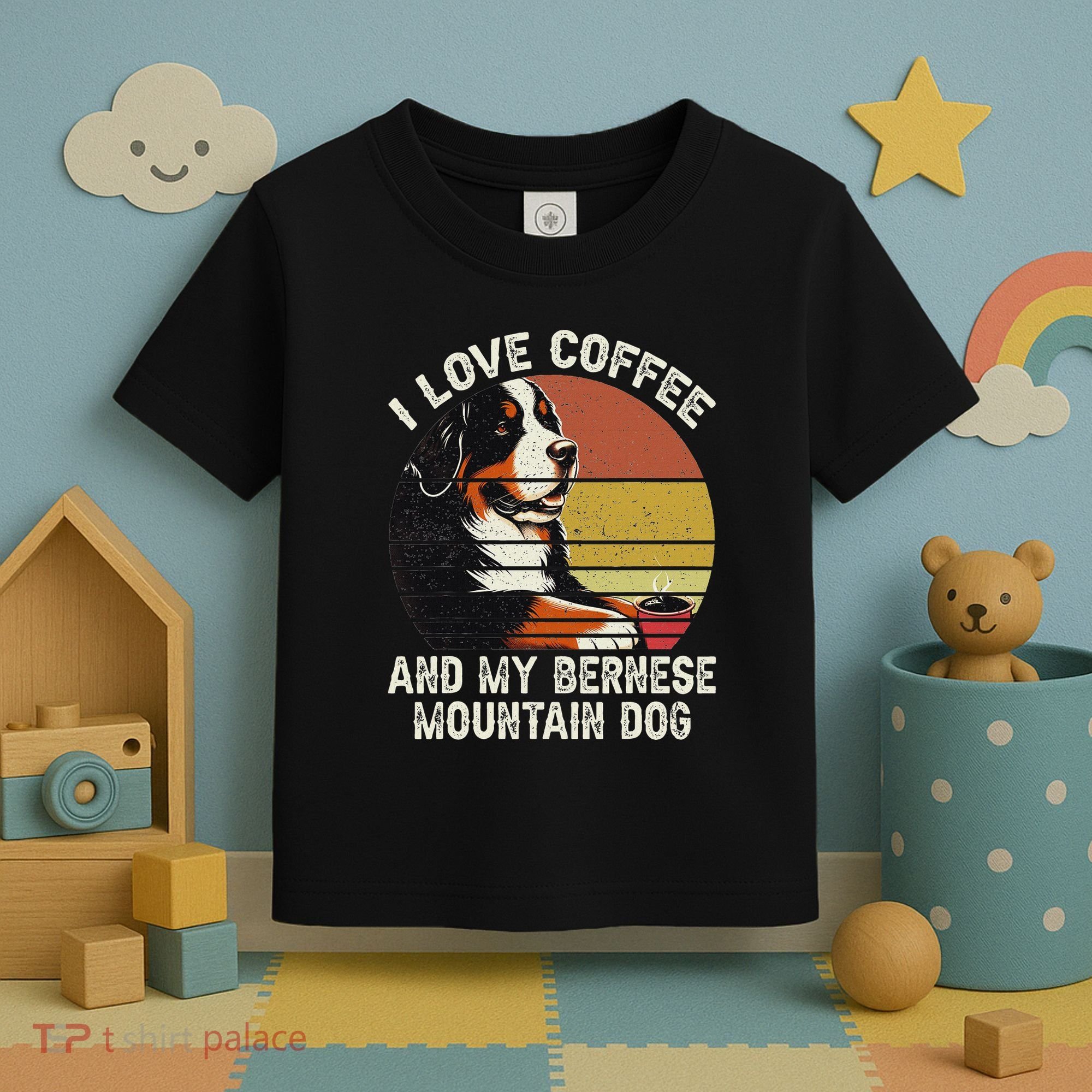 I Love Coffee And My Bernese Dog Berner Mountain Toddler T-Shirt