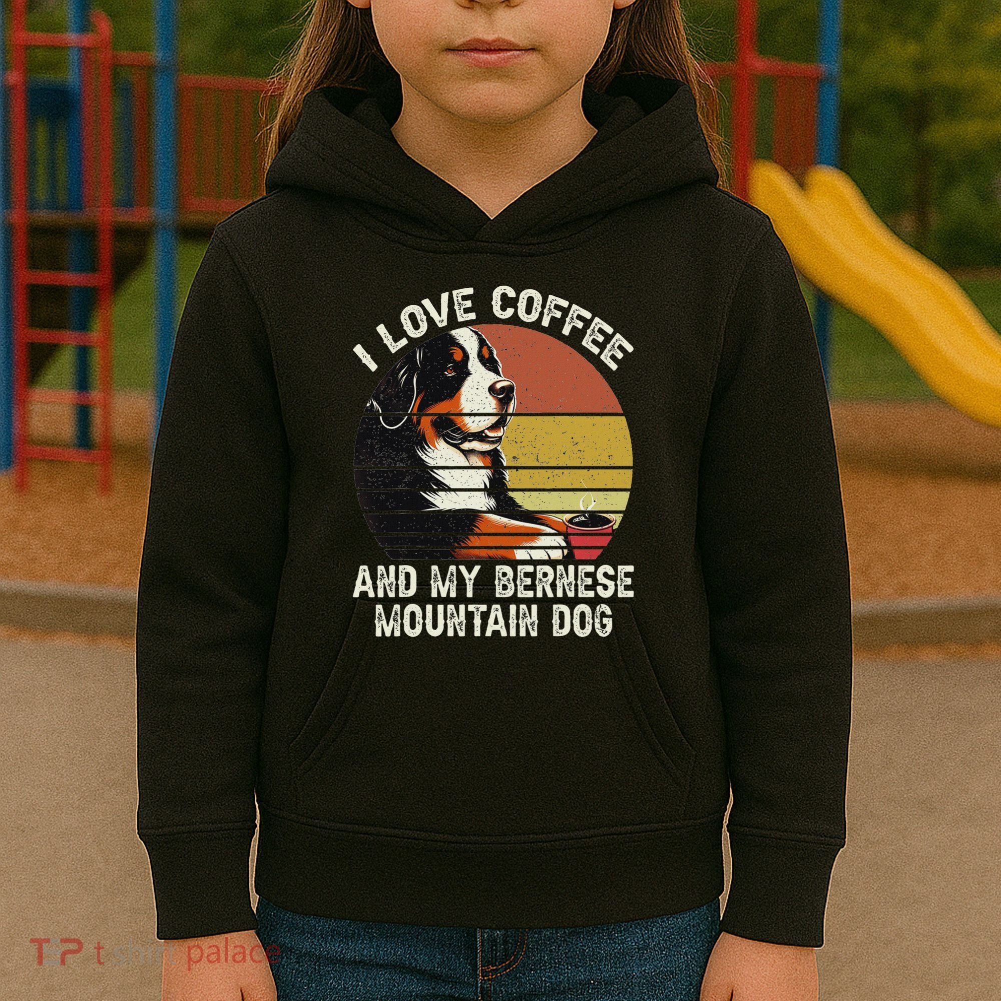 I Love Coffee And My Bernese Dog Berner Mountain Kids Hoodie