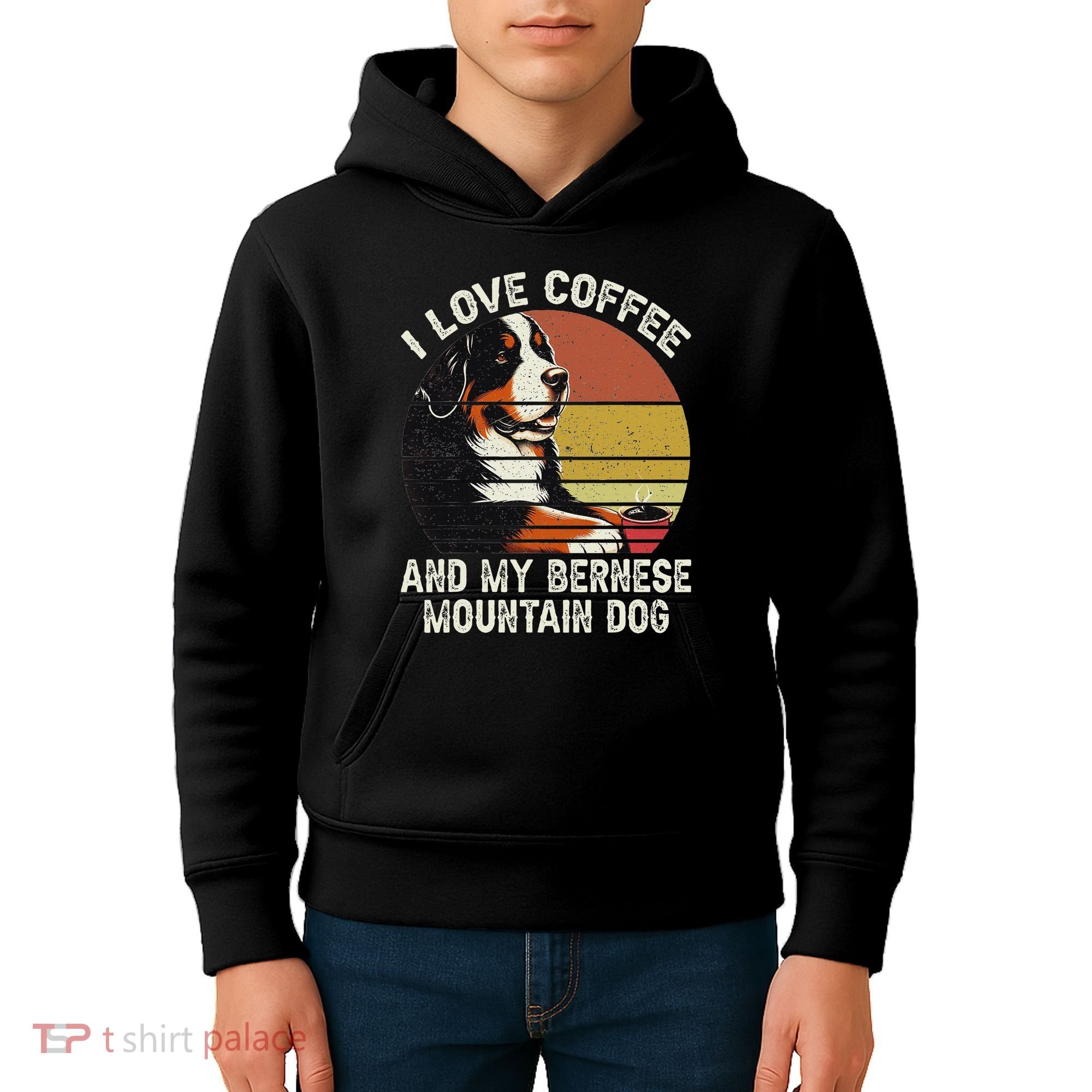 I Love Coffee And My Bernese Dog Berner Mountain Kids Hoodie