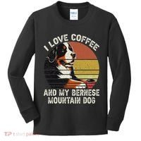 I Love Coffee And My Bernese Dog Berner Mountain Kids Long Sleeve Shirt thumb 0