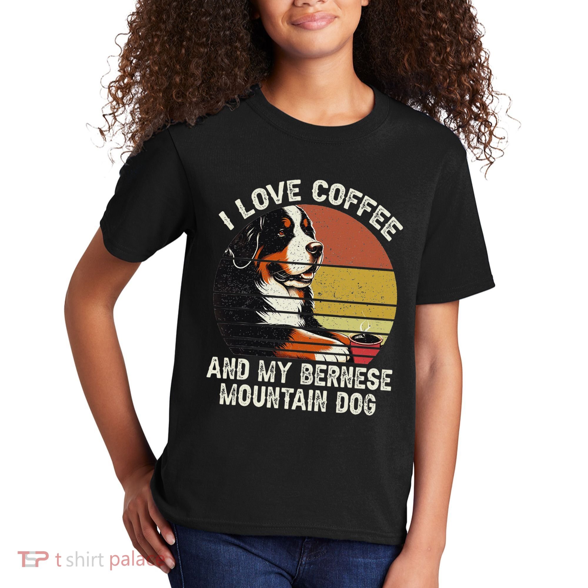 I Love Coffee And My Bernese Dog Berner Mountain Kids T-Shirt
