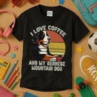 I Love Coffee And My Bernese Dog Berner Mountain Kids T-Shirt thumb 3