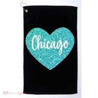 I Love Chicago Usa Heart Meaningful Gift Golf Towel thumb 0