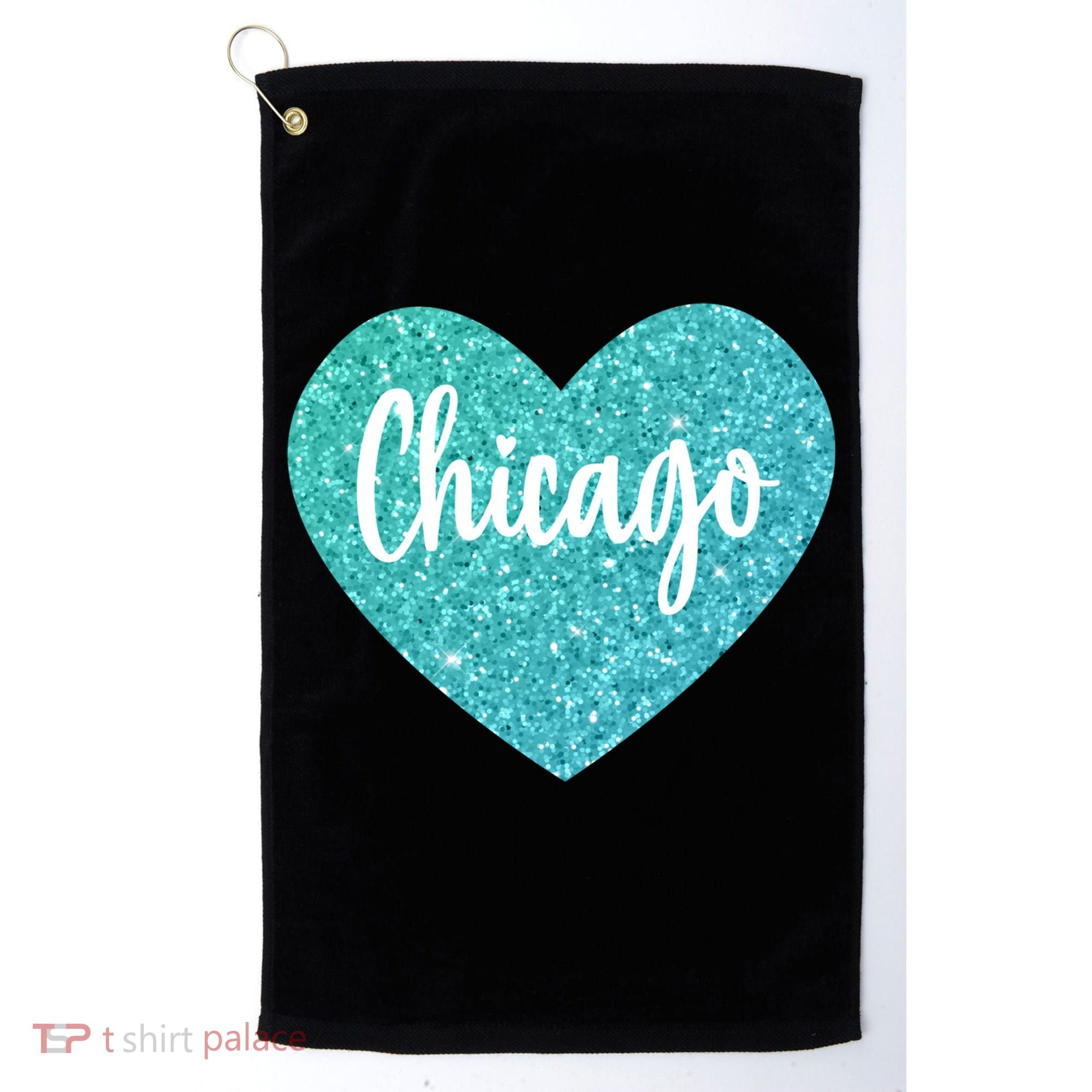 I Love Chicago Usa Heart Meaningful Gift Golf Towel