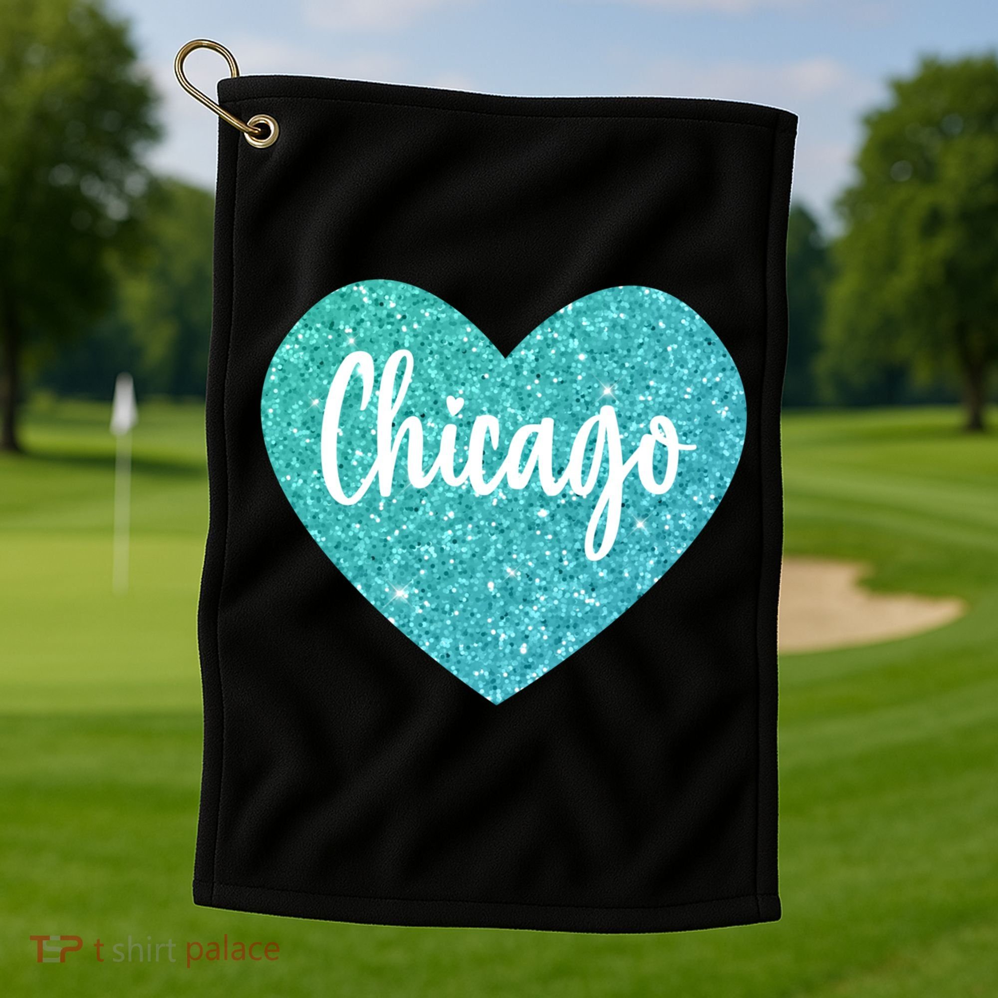 I Love Chicago Usa Heart Meaningful Gift Golf Towel