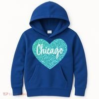 I Love Chicago Usa Heart Meaningful Gift Kids Hoodie thumb 0