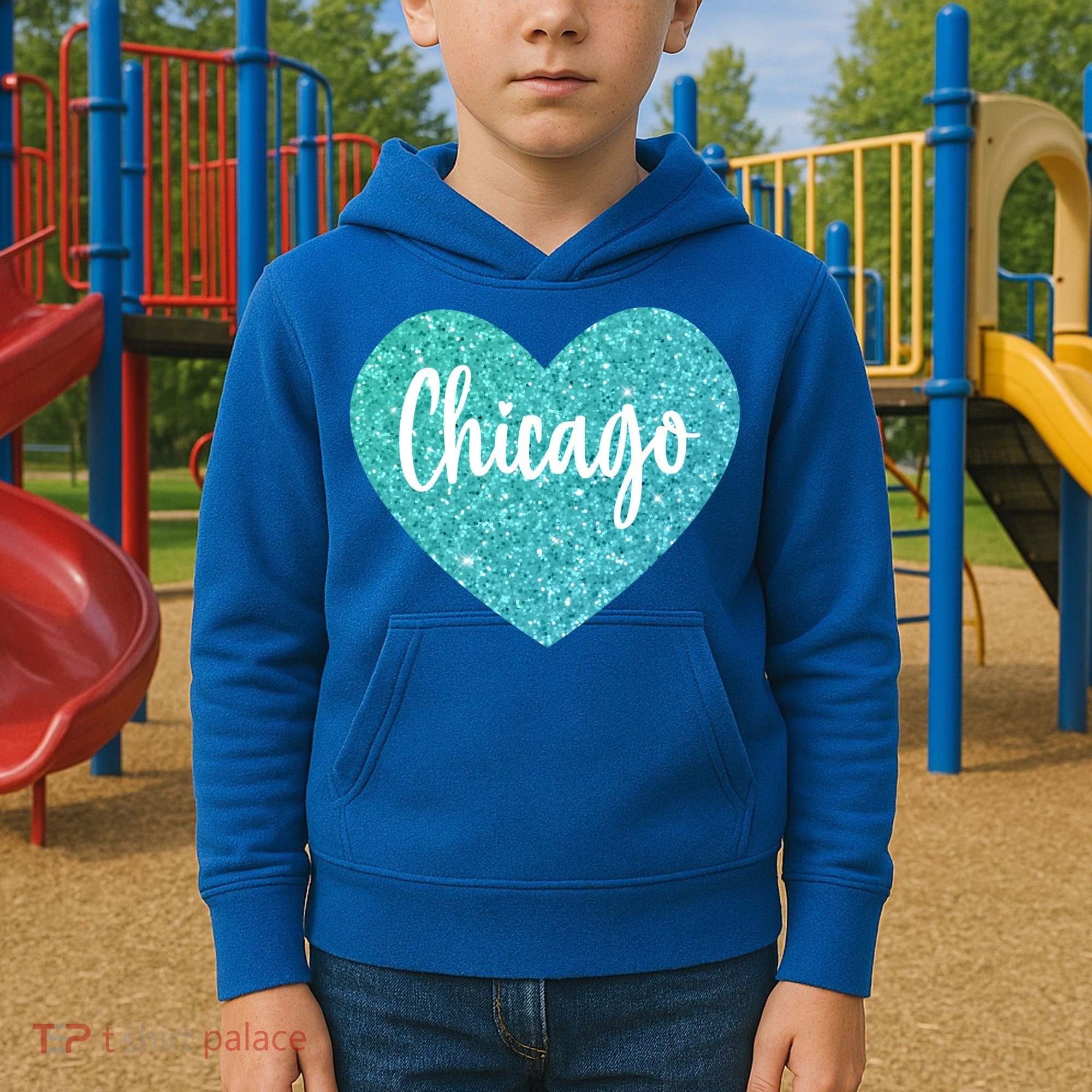 I Love Chicago Usa Heart Meaningful Gift Kids Hoodie