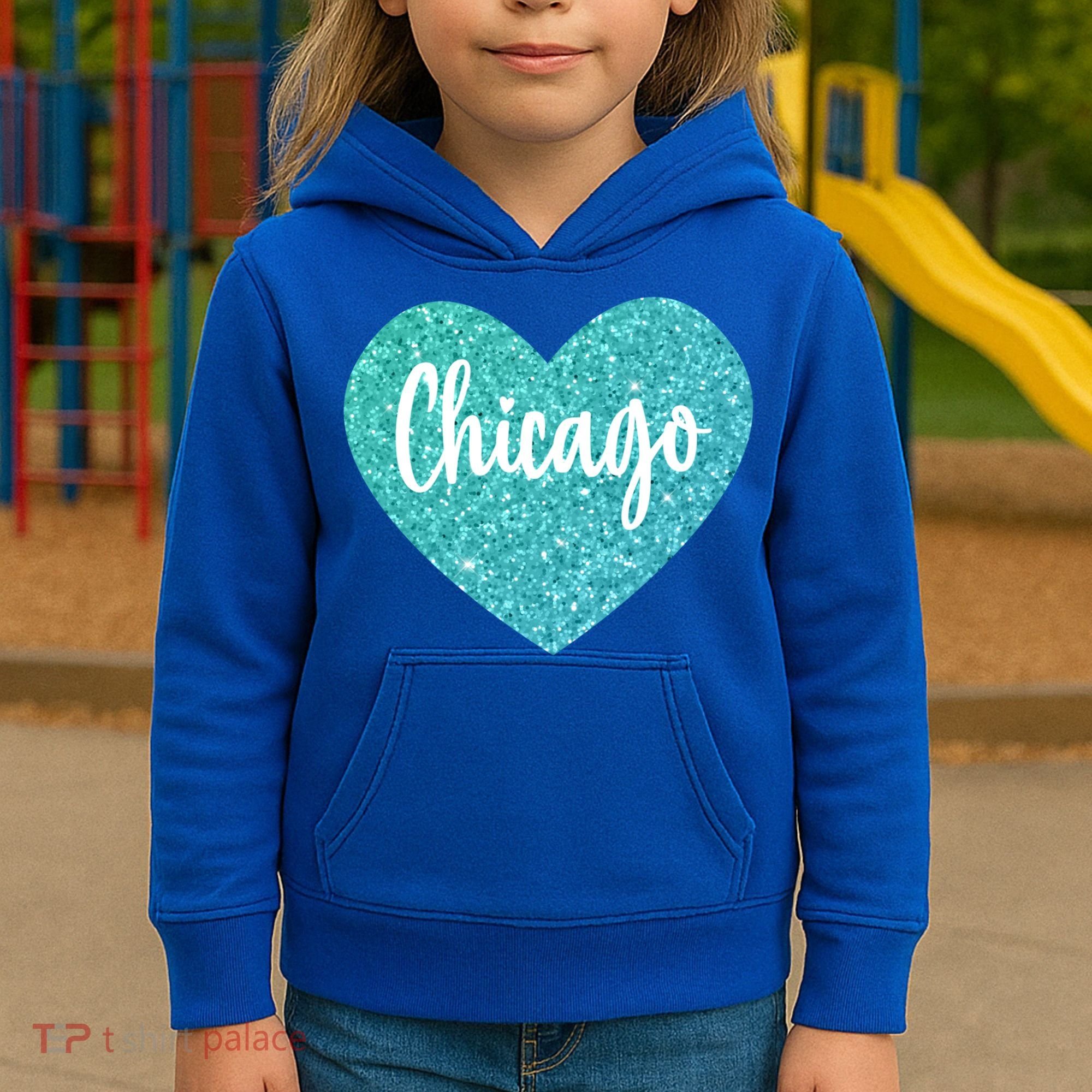 I Love Chicago Usa Heart Meaningful Gift Kids Hoodie