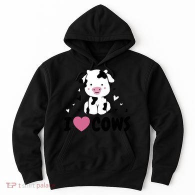 I Love Cows Heart Hoodie