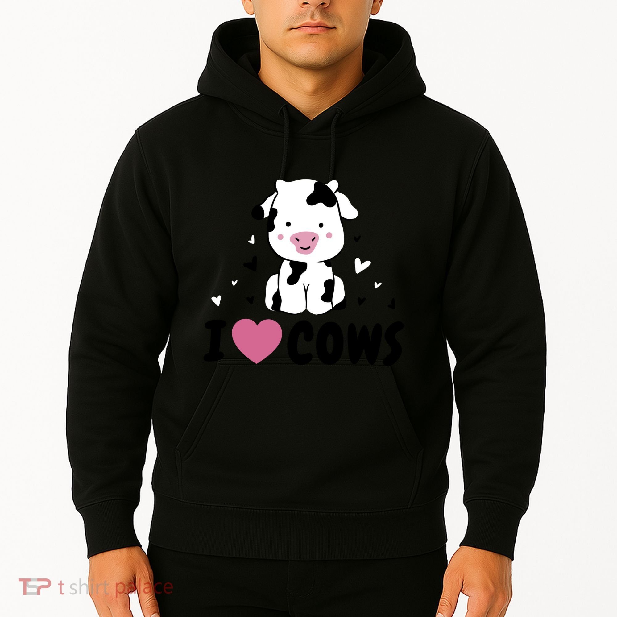 I Love Cows Heart Hoodie