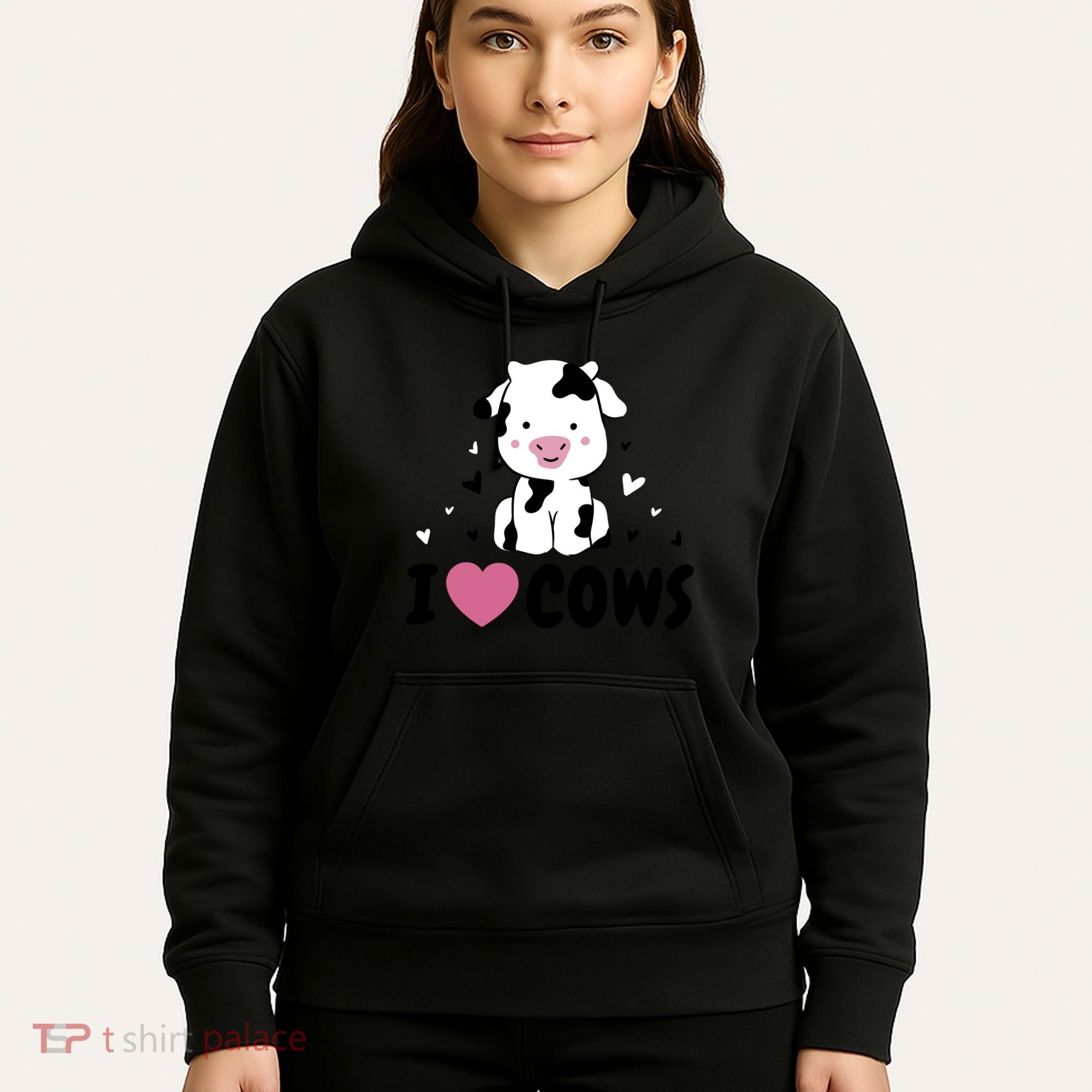 I Love Cows Heart Hoodie