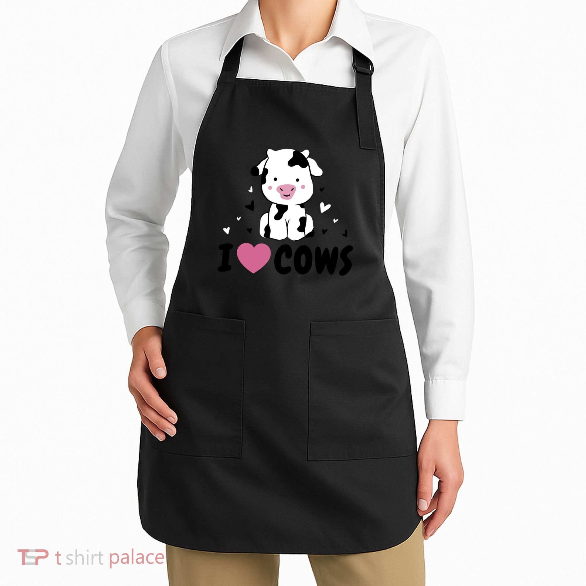 I Love Cows Heart Apron