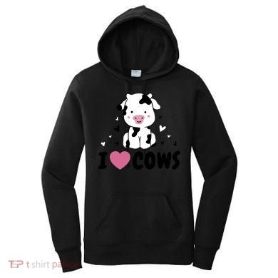 I Love Cows Heart Women's Hoodie