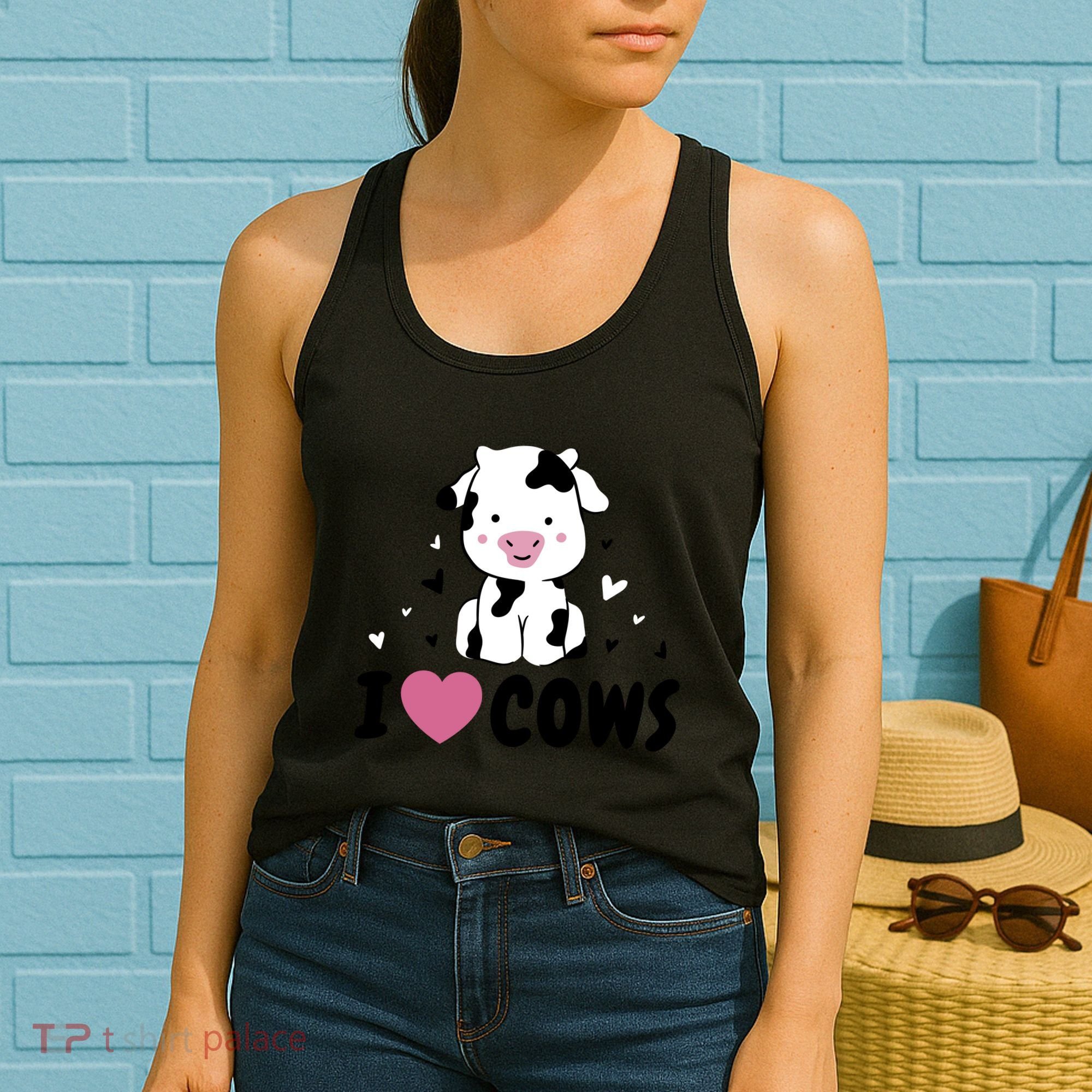I Love Cows Heart Women's Tank Top