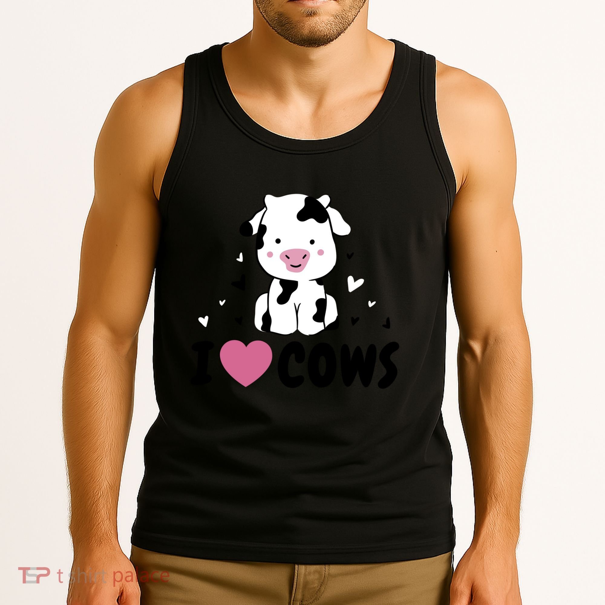 I Love Cows Heart Tank Top