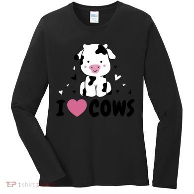 I Love Cows Heart Women's Long Sleeve Shirt