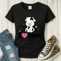 I Love Cows Heart Women's T-Shirt thumb 3