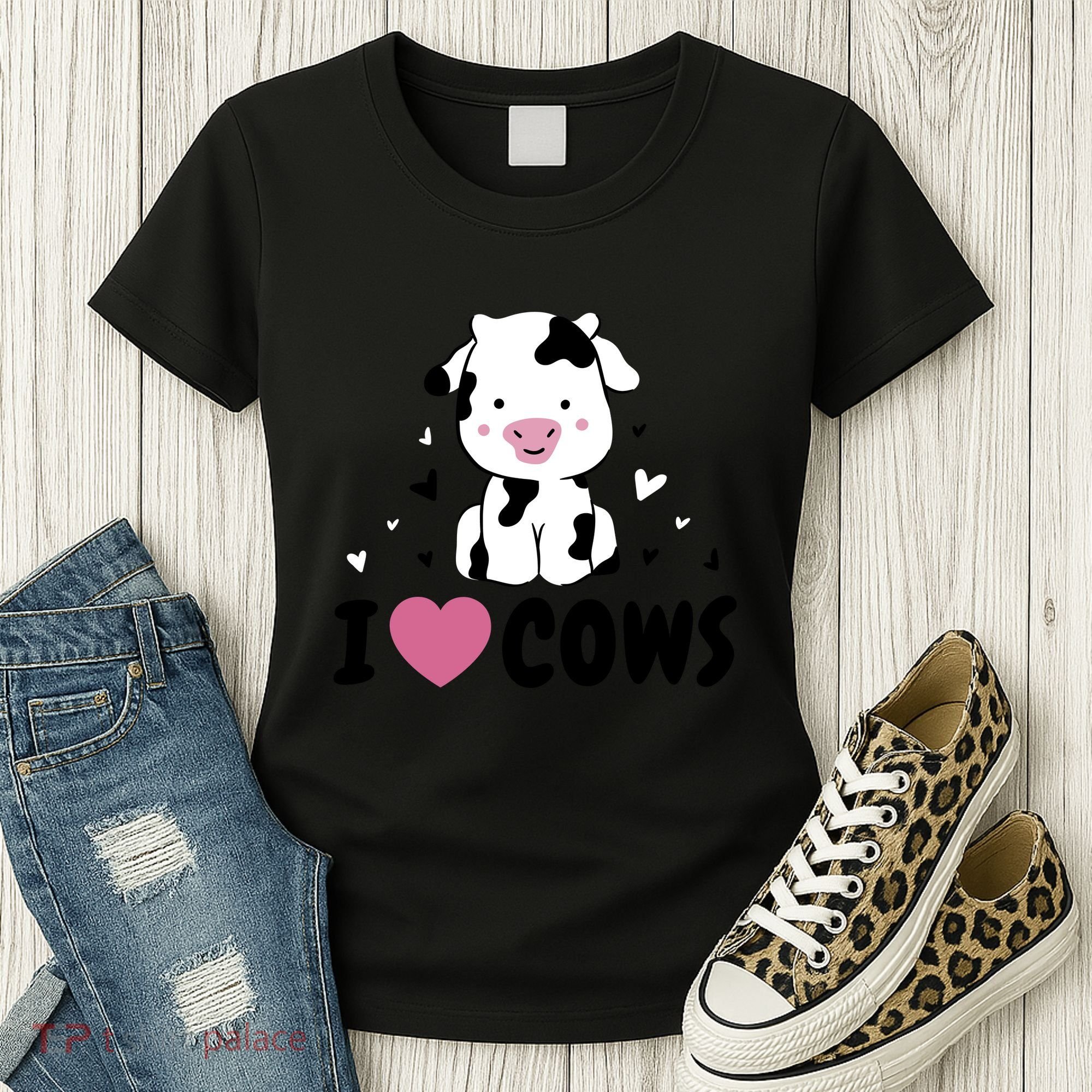 I Love Cows Heart Women's T-Shirt