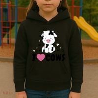 I Love Cows Heart Kids Hoodie thumb 3
