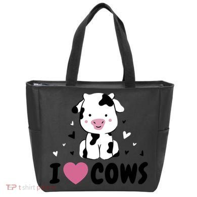 I Love Cows Heart Tote Bag