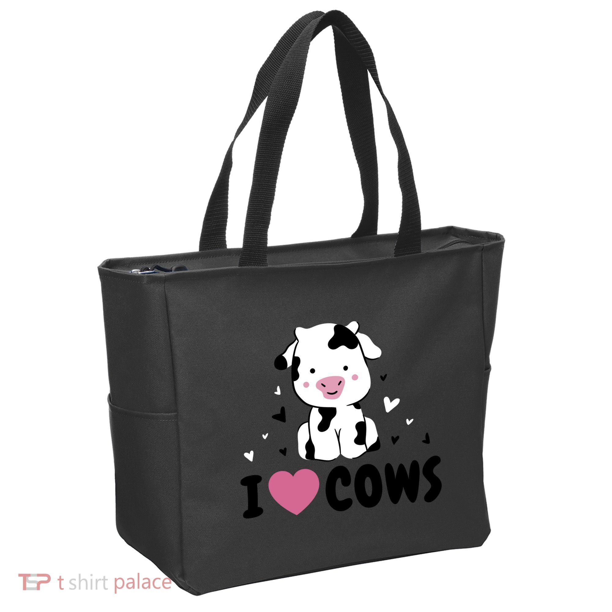 I Love Cows Heart Tote Bag