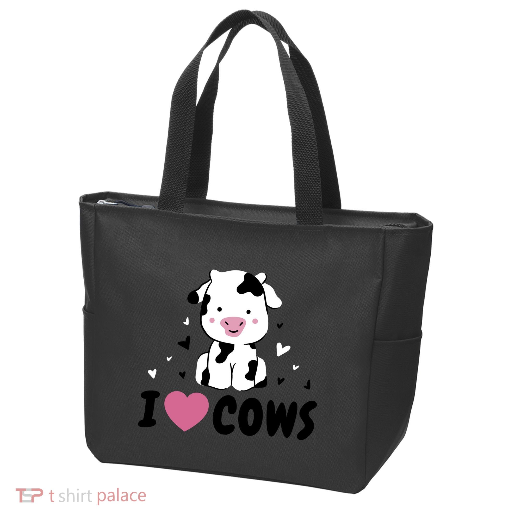 I Love Cows Heart Tote Bag