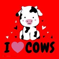 I Love Cows Heart Santa Hat thumb 1