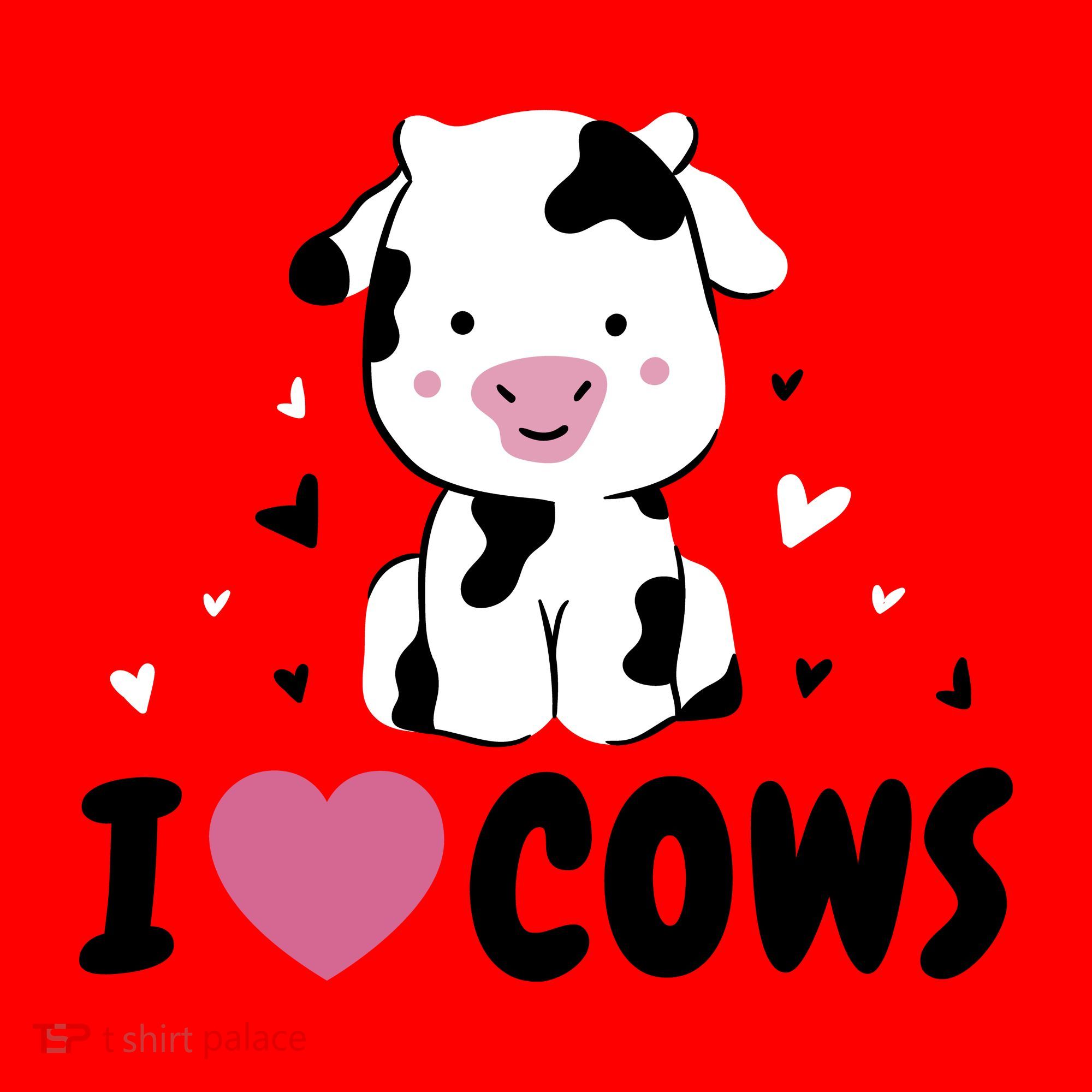 I Love Cows Heart Santa Hat