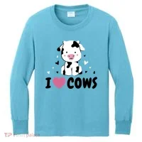 I Love Cows Heart Kids Long Sleeve Shirt thumb 0