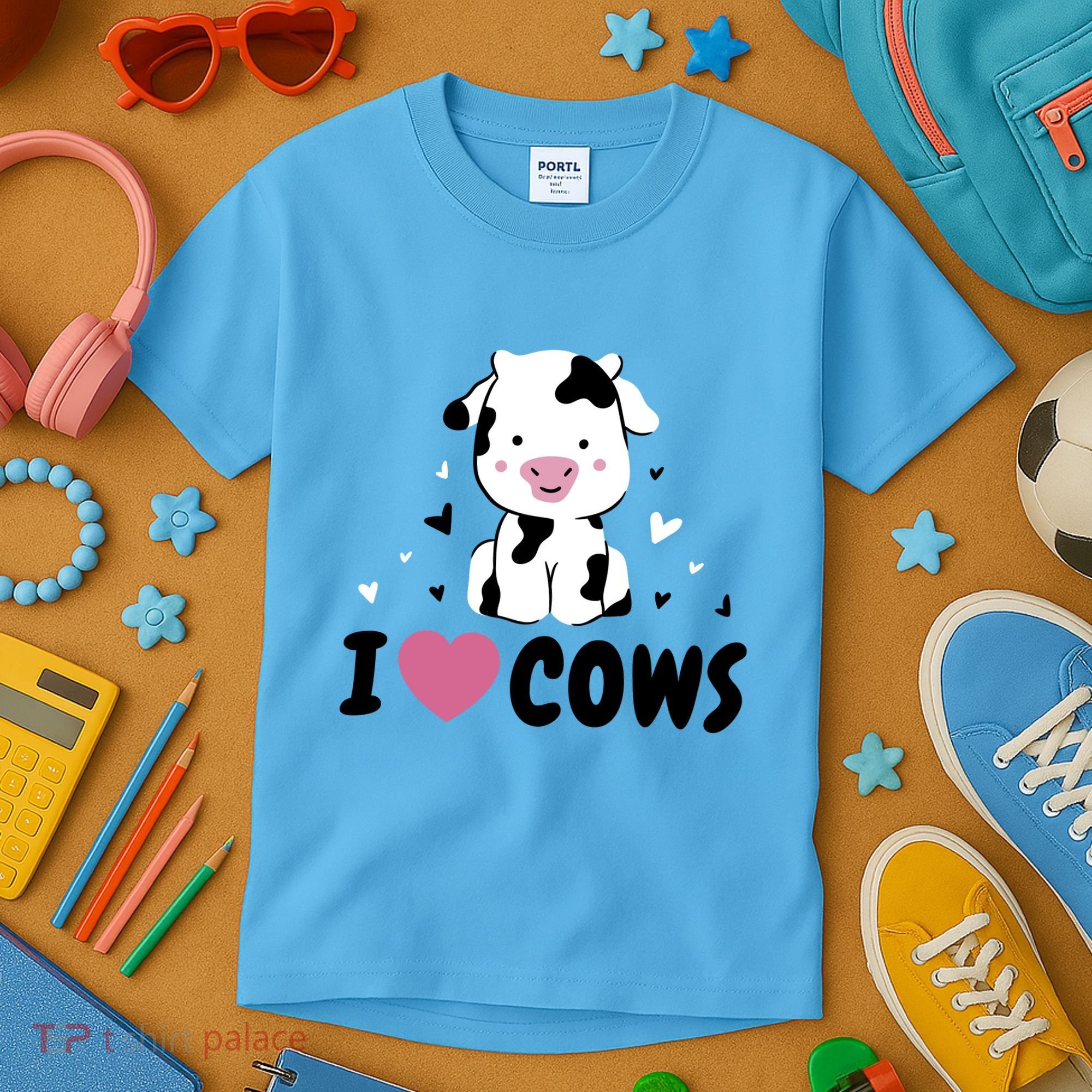 I Love Cows Heart Kids T-Shirt