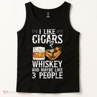 I Like Cigars Whiskey And Maybe 3 People Cigar Lounge Tank Top thumb 2
