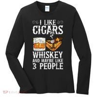 I Like Cigars Whiskey And Maybe 3 People Cigar Lounge Women's Long Sleeve Shirt thumb 0