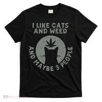I Like Cats And Weed And Maybe 3 People 420 Day cannabis T-Shirt thumb 0