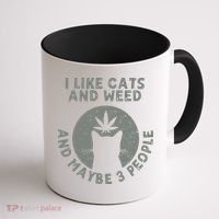 I Like Cats And Weed And Maybe 3 People 420 Day cannabis Coffee Mug thumb 1
