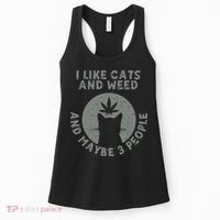 I Like Cats And Weed And Maybe 3 People 420 Day cannabis Women's Tank Top thumb 0