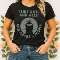 I Like Cats And Weed And Maybe 3 People 420 Day cannabis Women's T-Shirt thumb 2
