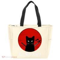 I Love Cats Japanese Sunset Samurai Cat Kitten Lover Tote Bag thumb 0