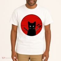 I Love Cats Japanese Sunset Samurai Cat Kitten Lover Tall T-Shirt thumb 2