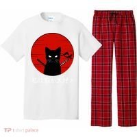 I Love Cats Japanese Sunset Samurai Cat Kitten Lover Pajama Set thumb 0